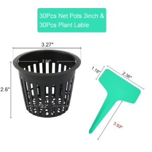 Business King 3 Inch Net Pots for Hydroponics 30 Packs with Plant Labels 30Pcs Heavy Duty Wide Mouth Net Cups Slotted Mesh Pot hydroponics Supplies