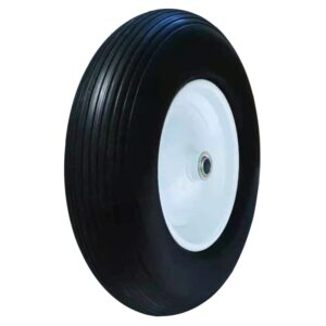 wheelbarrow tire 4.80/4.00-8 flat-free with 3/4 & 5/8 wheel bearing, 3-6" hub 16" solid rubber wheel barrel tires non-slip for yard cart garden wagon (black)