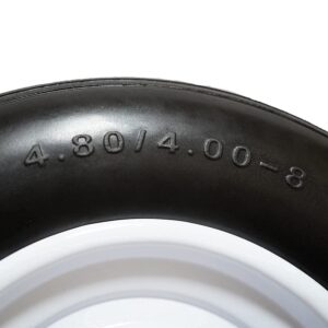 Wheelbarrow Tire 4.80/4.00-8 Flat-Free with 3/4 & 5/8 Wheel Bearing, 3-6" Hub 16" Solid Rubber Wheel Barrel Tires Non-Slip for Yard Cart Garden Wagon (Black)