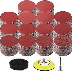 320pcs 3 inch sanding discs, maprial 40-2000 grit assortment grinding abrasive hook and loop sandpaper with 1/8” shank backer plate and soft foam buffing pad for drill grinder rotary tools attachment.