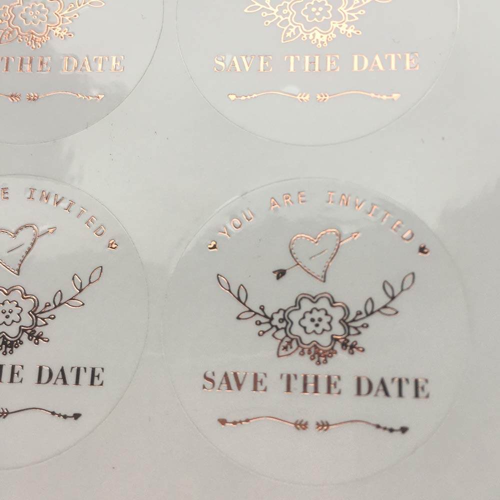 Rose Gold Foil Stickers, Wedding Envelope Seal, Foil Wedding Stickers, You Are Invited, Save The Date Wedding Labels, Clear Stickers, 100 Pcs/Lot