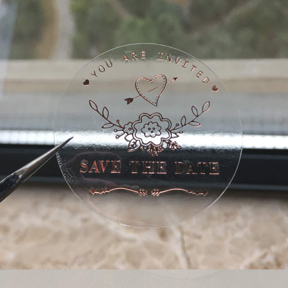 Rose Gold Foil Stickers, Wedding Envelope Seal, Foil Wedding Stickers, You Are Invited, Save The Date Wedding Labels, Clear Stickers, 100 Pcs/Lot