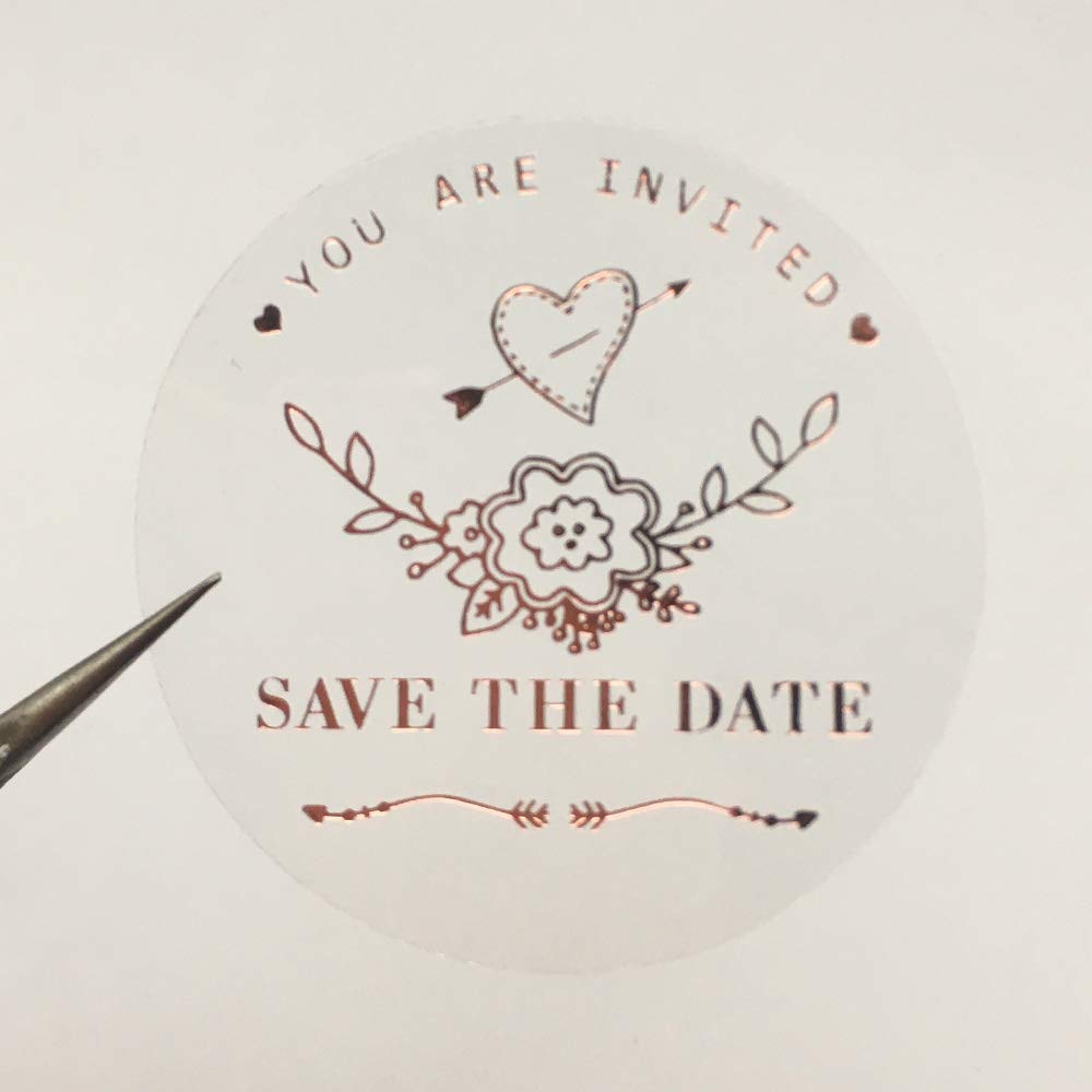 Rose Gold Foil Stickers, Wedding Envelope Seal, Foil Wedding Stickers, You Are Invited, Save The Date Wedding Labels, Clear Stickers, 100 Pcs/Lot