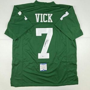 Autographed/Signed Michael Mike Vick Philadelphia Kelly Green Football Jersey Beckett BAS COA