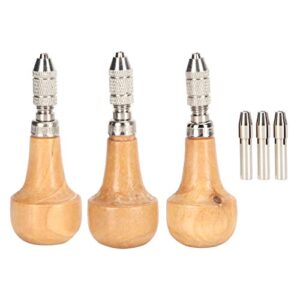 3 set hand chucks wooden handles pin vise hand drill wooden handle pear shape graver handle for diamond stone setting graver replacement