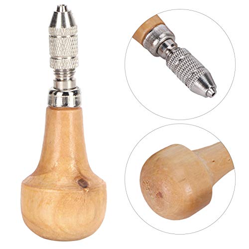 3 Set Hand Chucks Wooden Handles Pin Vise Hand Drill Wooden Handle Pear Shape Graver Handle for Diamond Stone Setting Graver Replacement