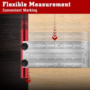 T-Rule,Precision Marking T-Rule,Precision Woodworking Tools T-Square,Stainless Steel Positioning Scribing Gauge, Carpenter Mark T-Rule (6inch)