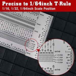 T-Rule,Precision Marking T-Rule,Precision Woodworking Tools T-Square,Stainless Steel Positioning Scribing Gauge, Carpenter Mark T-Rule (6inch)