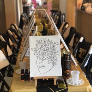 Essenburg Pre Drawn Canvas Flower Lady Paint Kit | Adult & Teen Sip and Paint Party Favor | DIY Date Night Couple Activity (S 8x10 CANVAS ONLY)