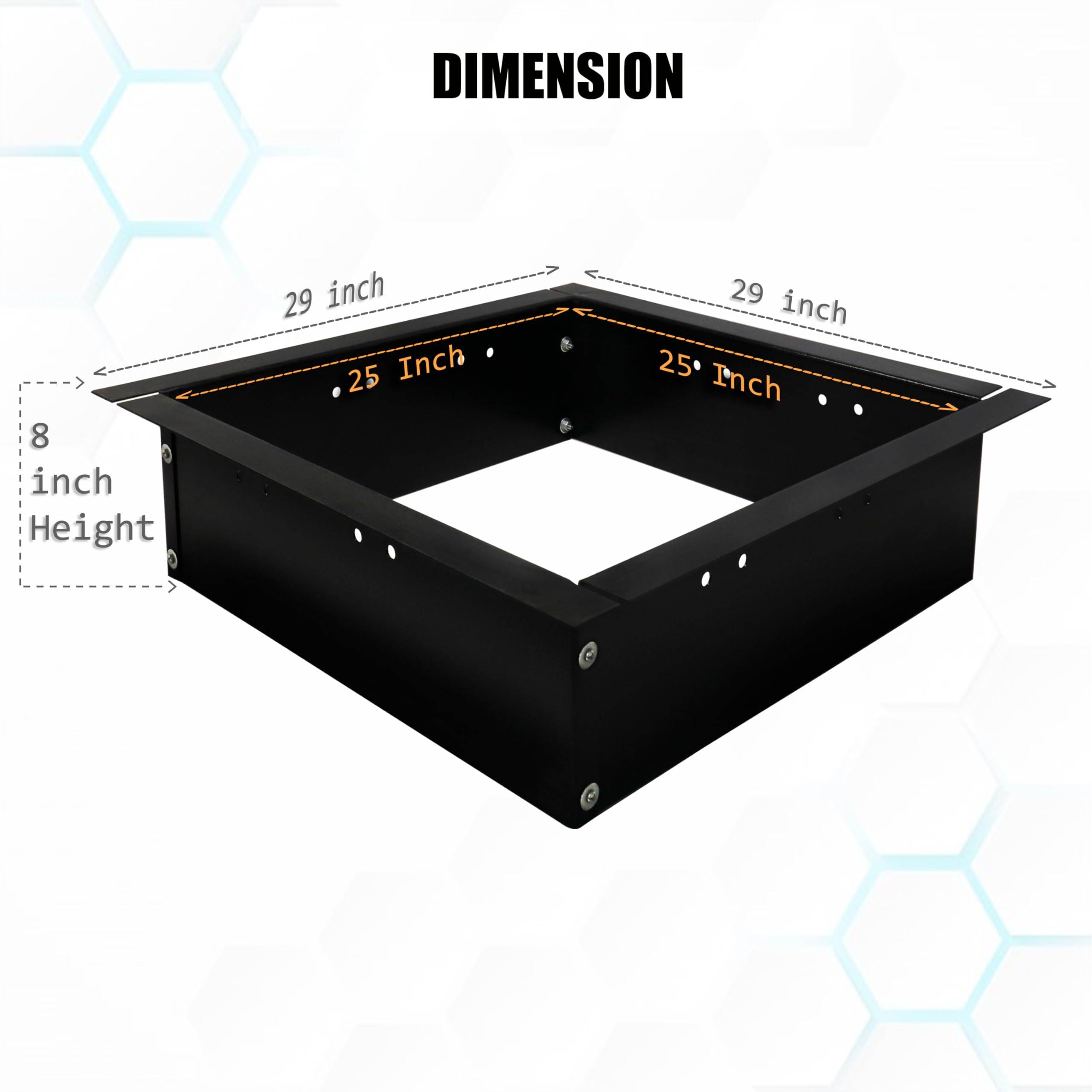 Square Fire Pit Ring/Insert, Fire Pit Liner, Outdoor Heavy Duty 2.0mm Steel, 25 Inch Inside Diameter, 29 Inch Outside Diameter