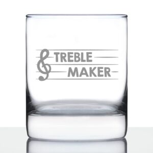 treble maker - whiskey rocks glass - cute unique music teacher gifts for musical men & women - 10.25 oz
