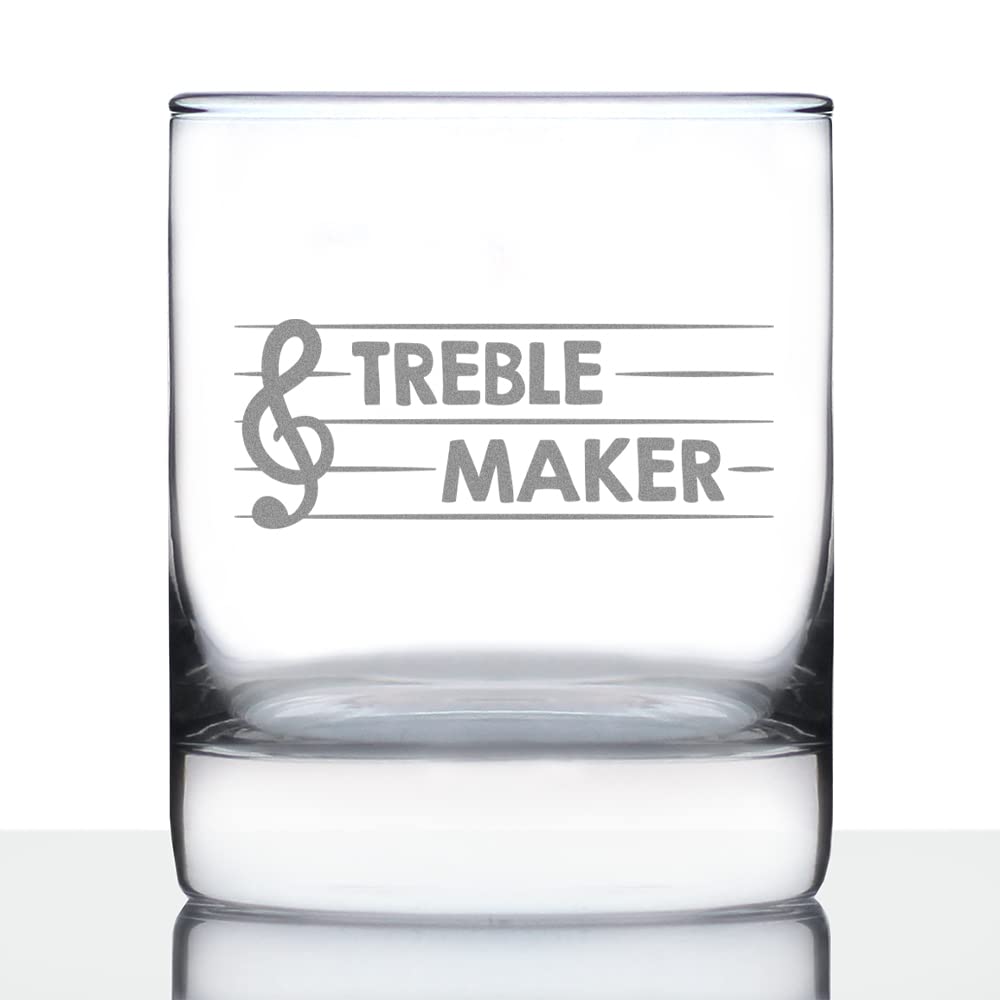 Treble Maker - Whiskey Rocks Glass - Cute Unique Music Teacher Gifts for Musical Men & Women - 10.25 Oz