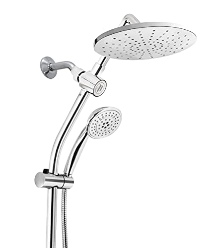 Niagara Conservation N99SR17CH ShowerRail 5-Spray with 1.75 GPM 8.8-in. Wall Mount Combination Fixed and Handheld Shower Heads in Chrome, 1-Pack | Bathroom Shower Head with Pressure Compensation