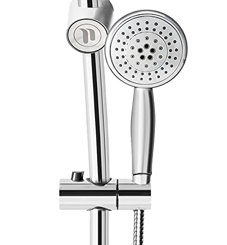 Niagara Conservation N99SR17CH ShowerRail 5-Spray with 1.75 GPM 8.8-in. Wall Mount Combination Fixed and Handheld Shower Heads in Chrome, 1-Pack | Bathroom Shower Head with Pressure Compensation