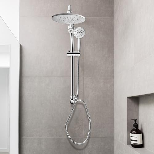 Niagara Conservation N99SR17CH ShowerRail 5-Spray with 1.75 GPM 8.8-in. Wall Mount Combination Fixed and Handheld Shower Heads in Chrome, 1-Pack | Bathroom Shower Head with Pressure Compensation