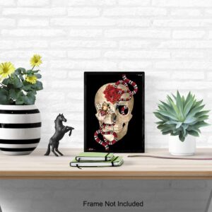 Poster of Wall Art - Gothic Skull Wall Decor - Snake Picture - Glam Print for Room or Home Decoration - Fashion Design - Designer Gifts for Women, Wife, Her, Teens, Girls - Glamour Couture