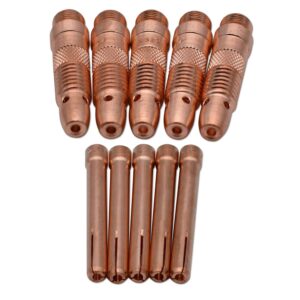 10pcs collet body 10n32 (3/32") & collet 10n24 (3/32") consumables kit for tig welding torch 17, 18 and 26