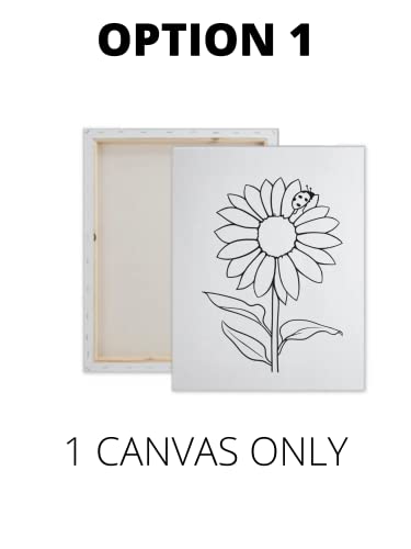 Essenburg Pre Drawn Canvas Paint Kit | Teen, Kids and Adult Sip and Paint Party Favor | DIY Date Night Couple Activity| Canvas Boards for painting| Birthday Party Gift Sunflower (S 8X10 CANVAS ONLY)