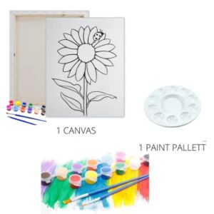 Essenburg Pre Drawn Canvas Paint Kit | Teen, Kids and Adult Sip and Paint Party Favor | DIY Date Night Couple Activity| Canvas Boards for painting| Birthday Party Gift Sunflower (S 8X10 CANVAS ONLY)