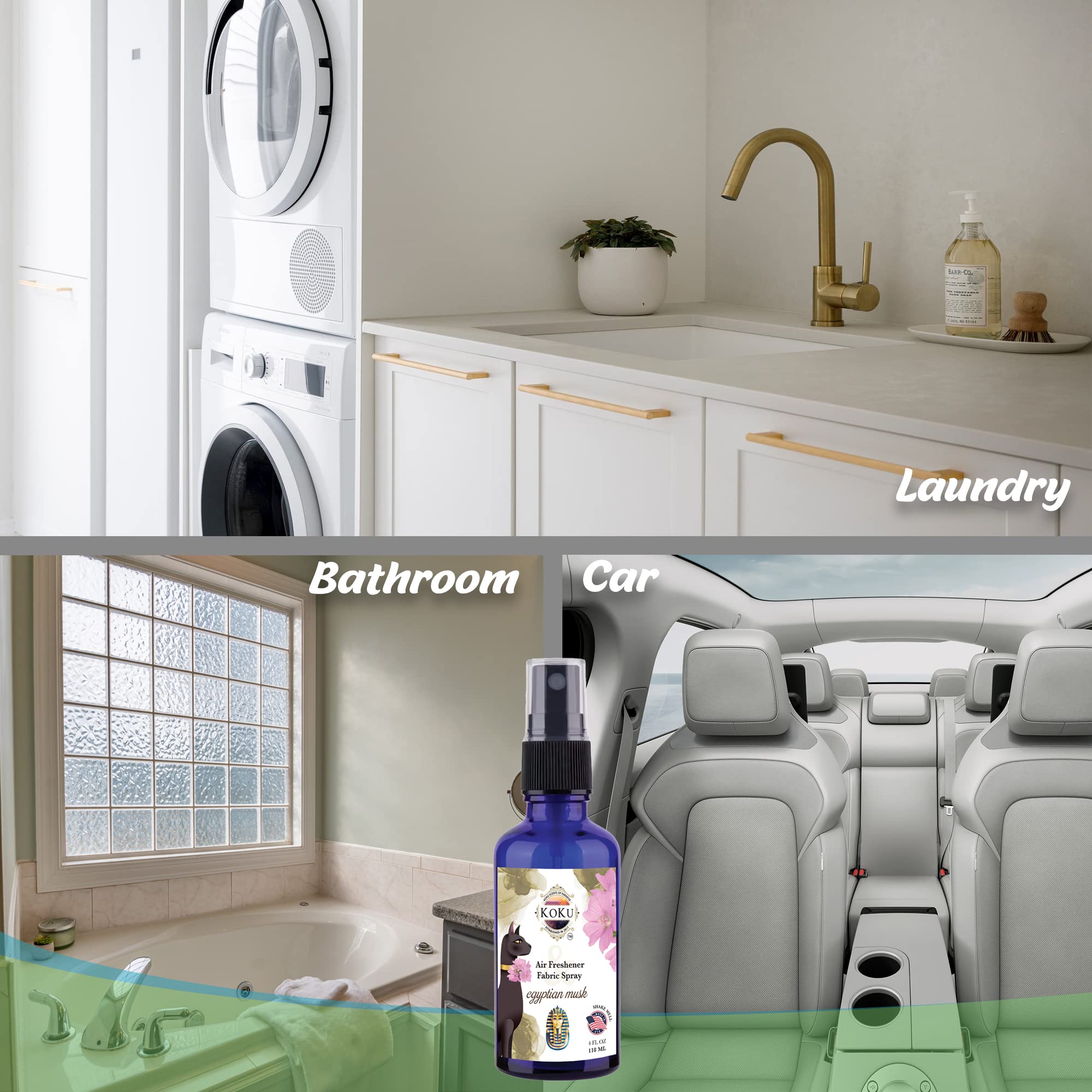 Egyptian Musk Air Freshener - Room Spray - Odor Eliminator - Deodorizer - Car Air Freshener - Home Spray - Linen Spray - Fabric Refresher - Non-Toxic - Alcohol Free - Made in USA (4 Oz)