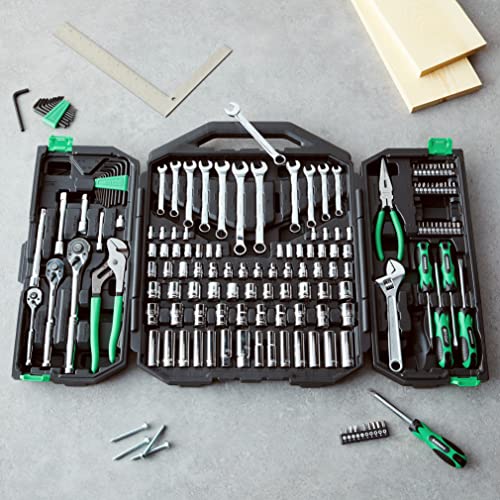 Amazon Brand - Denali 170-Piece All-Purpose Tool Kit and Socket Set, 16 x 20 x 3.5 in