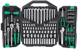 amazon brand - denali 170-piece all-purpose tool kit and socket set, 16 x 20 x 3.5 in