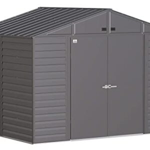 Arrow Select 10' x 8' Outdoor Lockable Steel Storage Shed Building, Charcoal