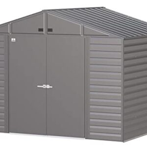 Arrow Select 10' x 8' Outdoor Lockable Steel Storage Shed Building, Charcoal