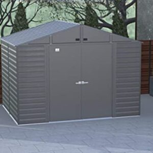 Arrow Select 10' x 8' Outdoor Lockable Steel Storage Shed Building, Charcoal