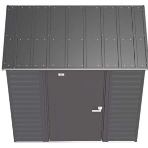 Arrow Select 6' x 4' Outdoor Lockable Steel Storage Shed Building, Charcoal