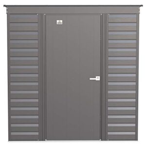 Arrow Select 6' x 4' Outdoor Lockable Steel Storage Shed Building, Charcoal