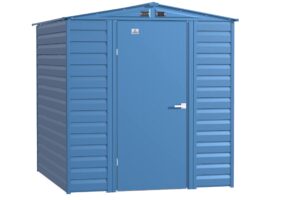 arrow select 6' x 7' outdoor lockable steel storage shed building, blue grey