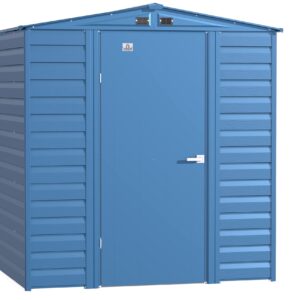 Arrow Select 6' x 7' Outdoor Lockable Steel Storage Shed Building, Blue Grey