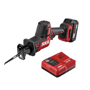skil pwr core 20 brushless 20v compact reciprocating saw includes 2.0ah lithium battery and auto pwr jump charger - rs5825b-10