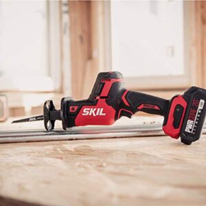 SKIL PWR CORE 20 Brushless 20V Compact Reciprocating Saw Includes 2.0Ah Lithium Battery and Auto PWR JUMP Charger - RS5825B-10