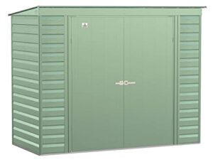 arrow select 8' x 4' outdoor lockable steel storage shed building, sage green