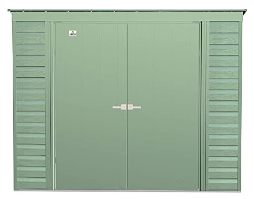 Arrow Select 8' x 4' Outdoor Lockable Steel Storage Shed Building, Sage Green