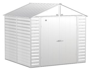 arrow select 8' x 8' outdoor lockable steel storage shed building, flute grey