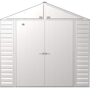 Arrow Select 8' x 8' Outdoor Lockable Steel Storage Shed Building, Flute Grey