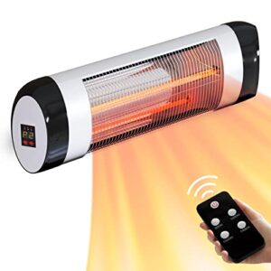 comfort zone electronic indoor/outdoor wall mounted patio space heater, adjustable thermostat, remote, timer, & ip34 waterproof, (mount hardware included), commercial and residential, 1,500w, czph10r
