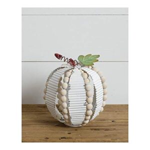 your heart's delight corrugated metal and beads pumpkin decor, small