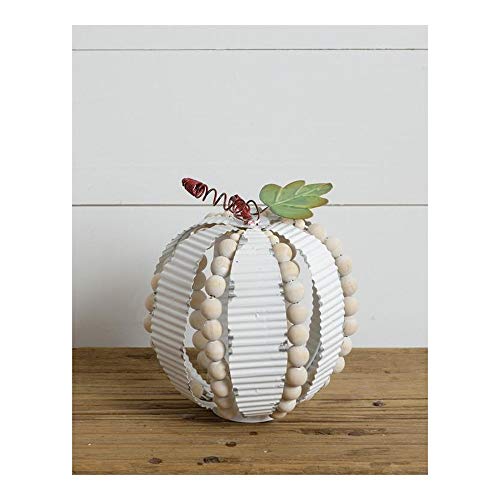 Your Heart's Delight Corrugated Metal and Beads Pumpkin Decor, Small