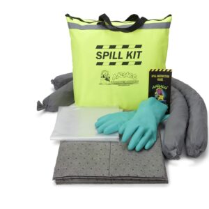 AABACO Universal Spill KIT – Perfect Spill Kits for Trucks - in Portable High Visibility Yellow Tote Bag –for Spill Response – Chemical Or Oil Containment -1 Kit