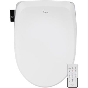 inus r32 electric heated bidet toilet seat elongated, warm water, smart heated water luxury bidet toilet seat with remote control, night light, air dryer, self cleaning, tankless & temperature control