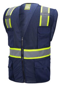 cal pacific navy two tones safety vest,with multi-pocket tool (medium)