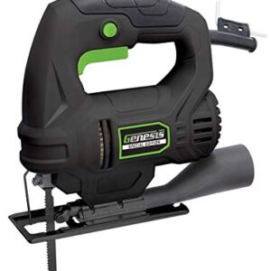 Genesis GJS380SE 3.8A Corded Jig Saw with Variable Speed, Wood cutting blade, Vacuum Adapter, and Allen Wrench