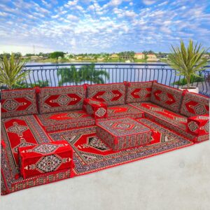 arabic u shaped sofa set, arabic floor seating, arabic floor sofa, arabic majlis sofa, bench cushions, seating cushions, arabic couches