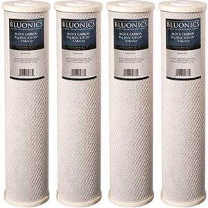 carbon block water replacement filters 4.5" x 20" cartridges for chlorine, taste and odor- 4 pack