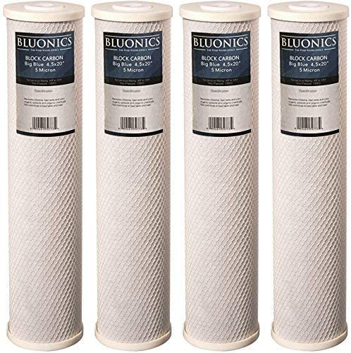 Carbon Block Water Replacement Filters 4.5" x 20" Cartridges for Chlorine, Taste and Odor- 4 Pack