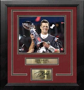 tom brady championship trophy tampa bay buccaneers 8" x 10" framed football photo with engraved autograph